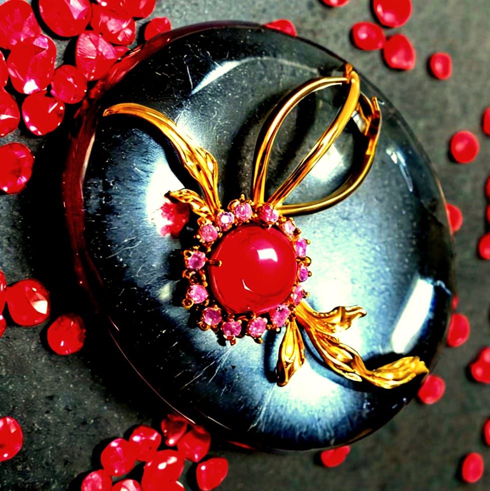 Petal Ruby Cabochon Digital Rendering