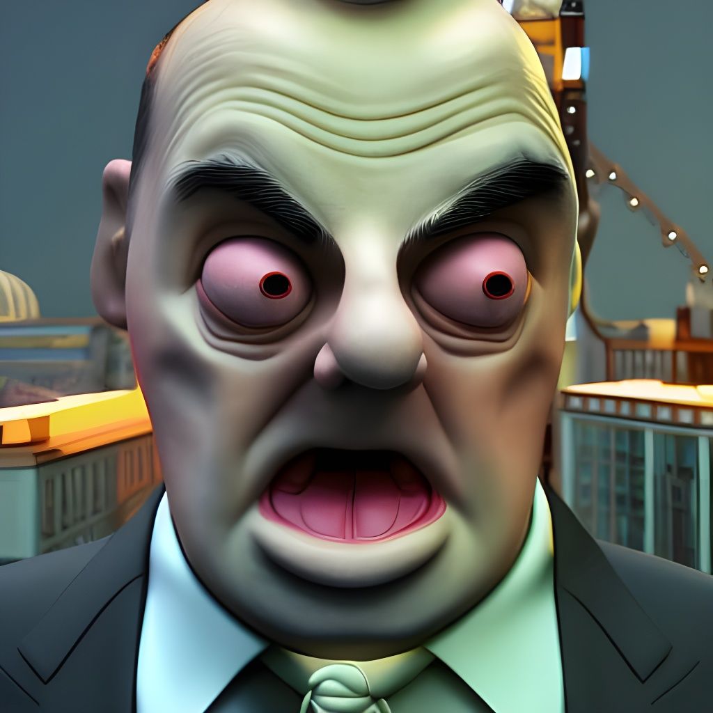 Mr. Bean, Rick & Morty, Bruce Willis Hybrid in 3D