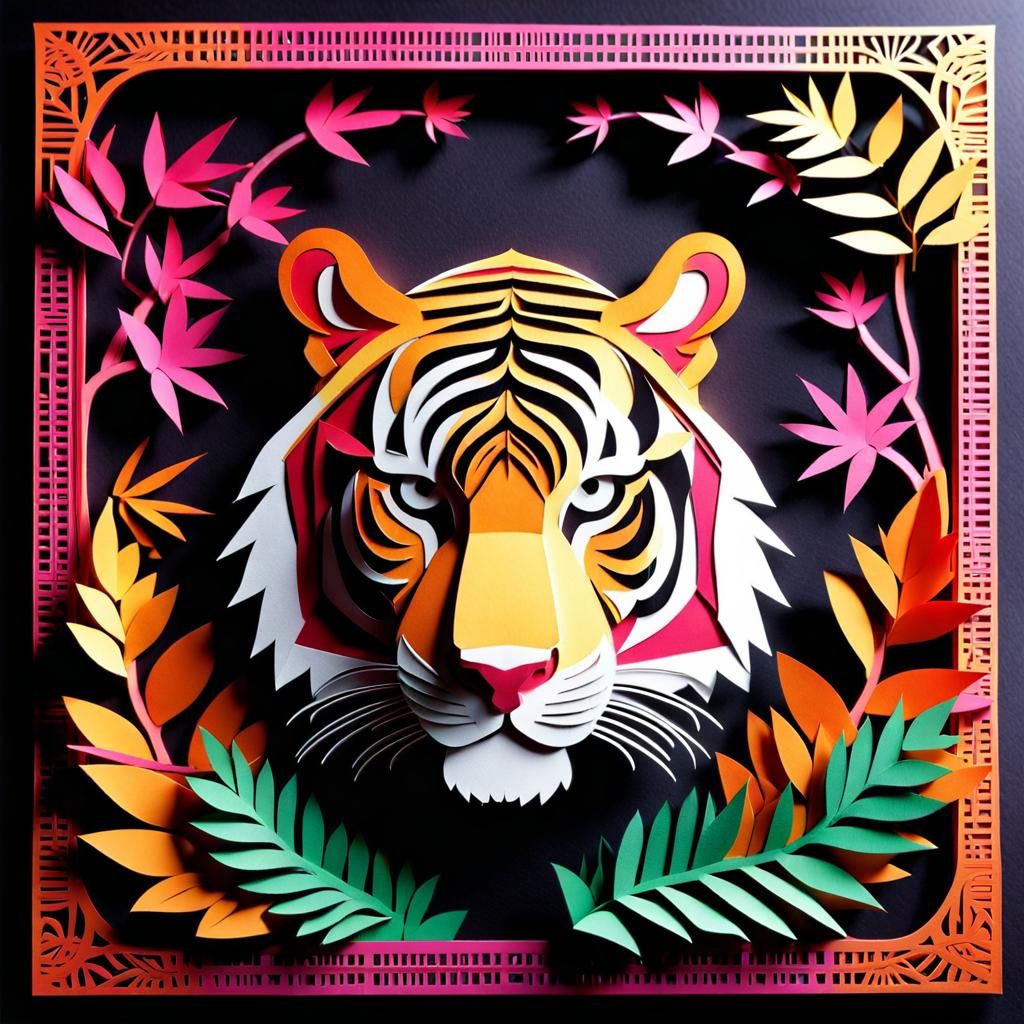 Paper-Cut Tiger in a Paper Jungle