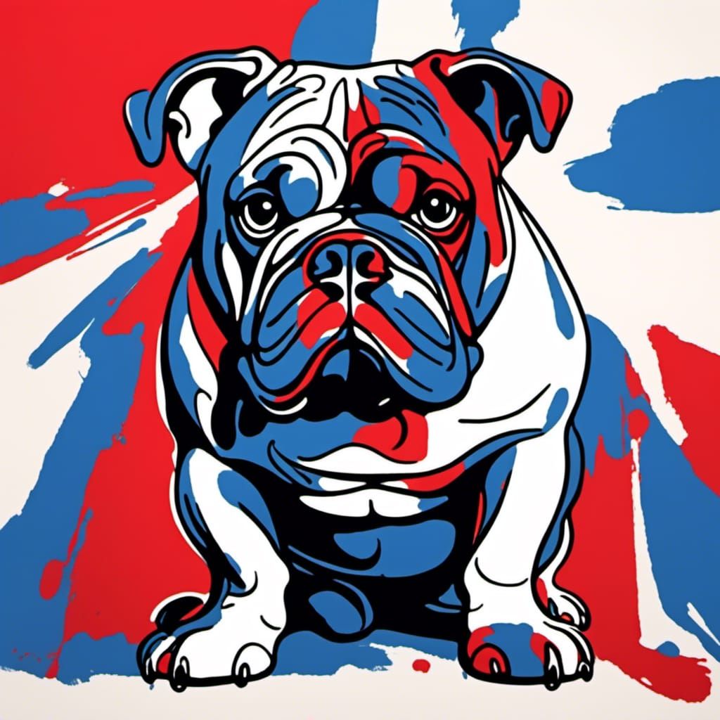 British Bulldog with Patriotic Paint Swatch
