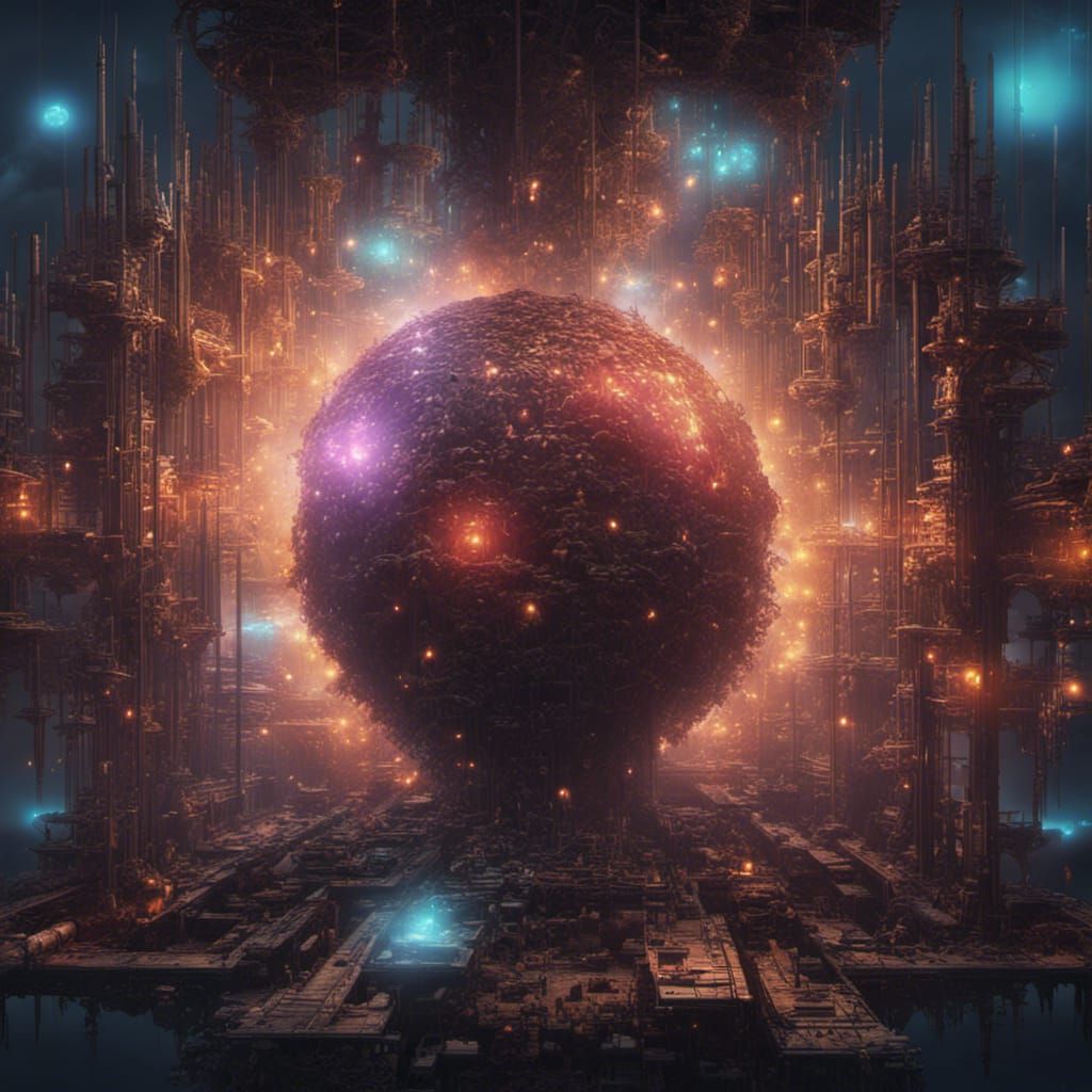 Illuminated Abstract Elements in a Digital Art Style