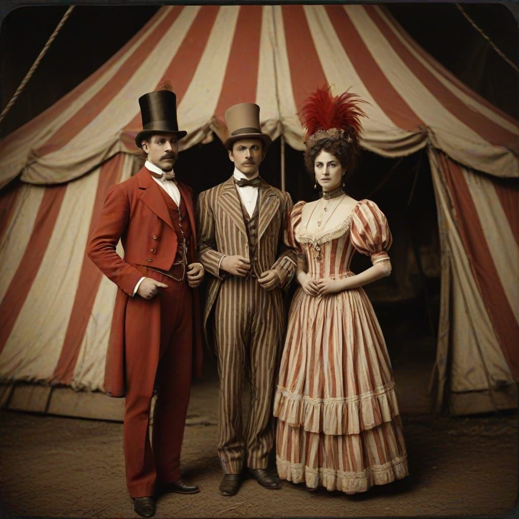 Vintage Circus Performers In Victorian Attire
