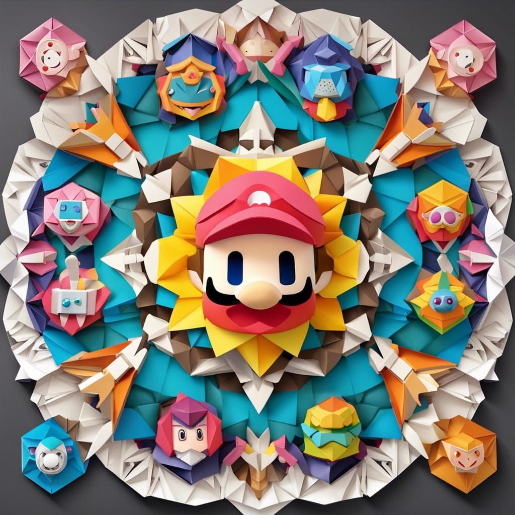 Nintendo Characters in Origami Mandalas