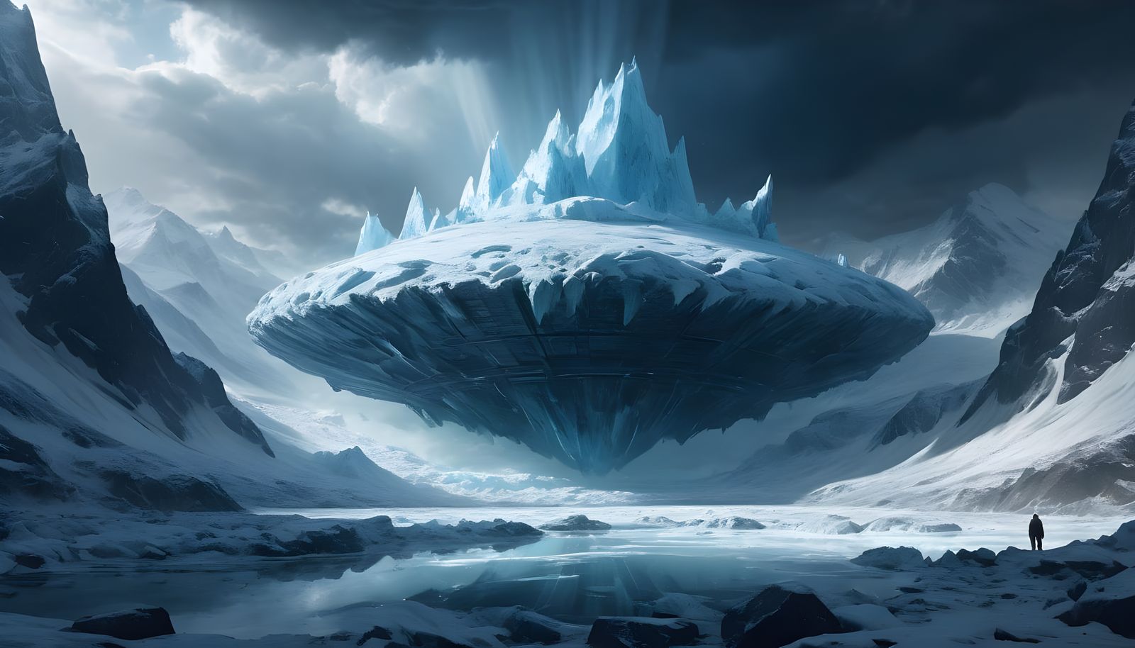 Ethereal Winter Landscape Unveils Alien Spaceship in a Drama...
