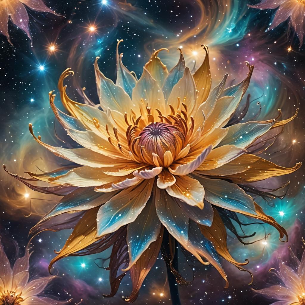 Cosmic Surrealism: Ethereal Flower in Space