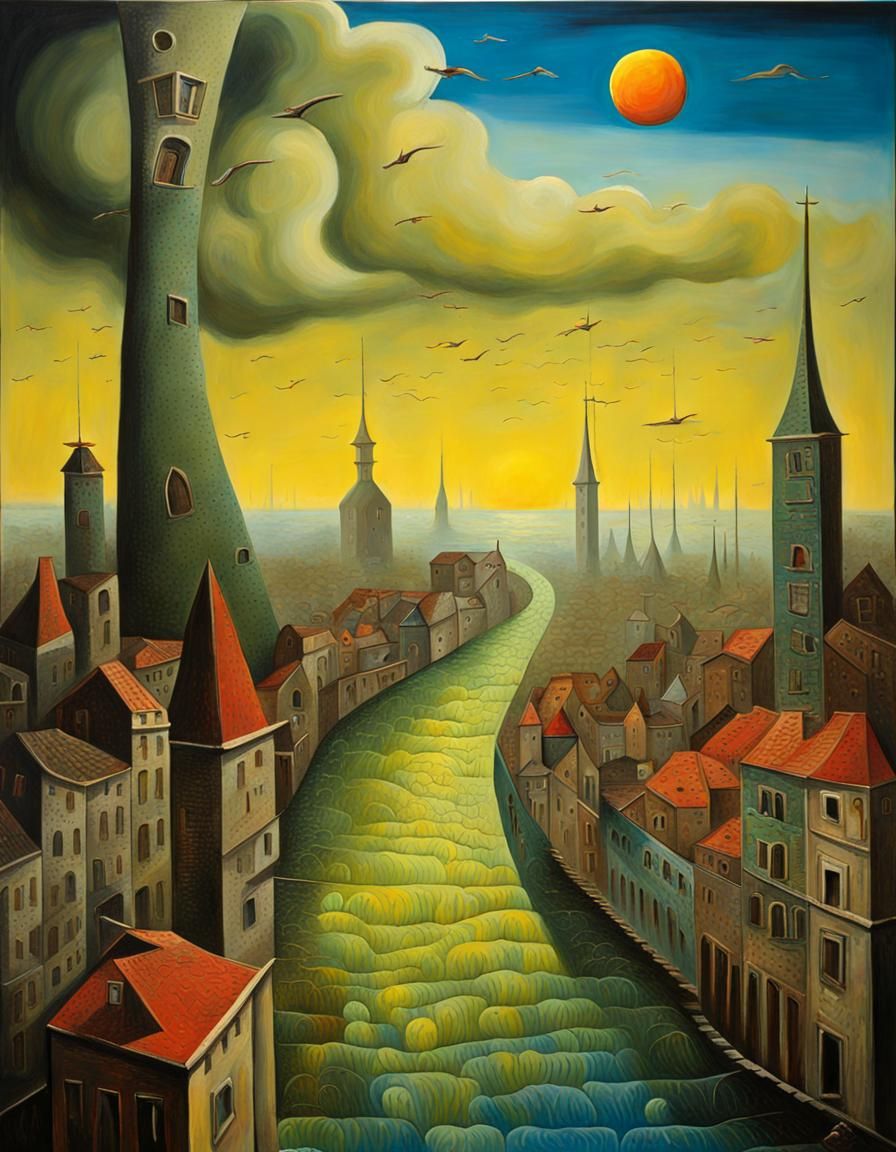 Surreal Landscape Inspired by Max Ernst