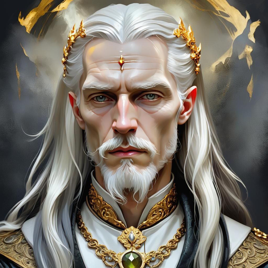 Androgynous Changeling Portrait with Gold Jewelry