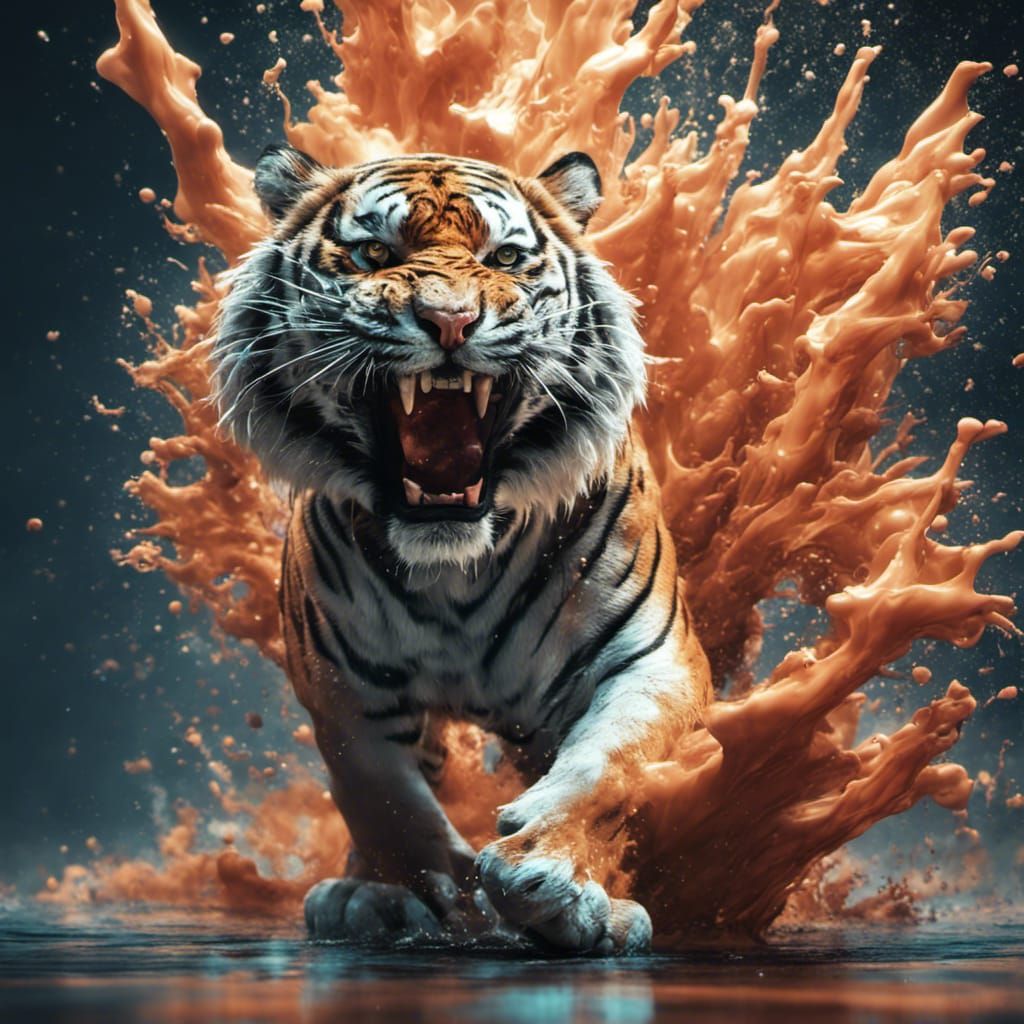 Exploding Tiger: Graffiti Art Meets Digital Rendering