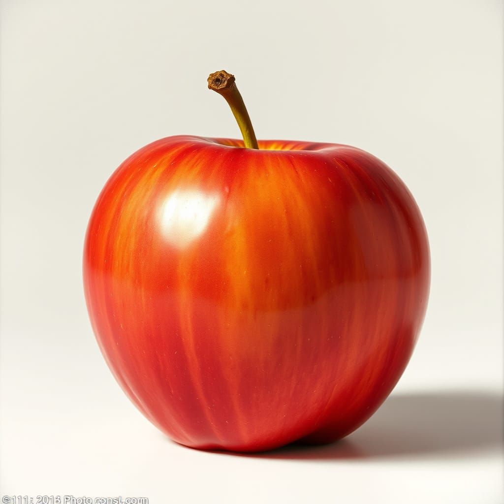 Vibrant Red Apple on Creamy White Background