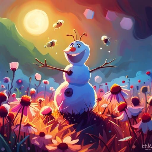 Olaf the snowman and buzzing bees