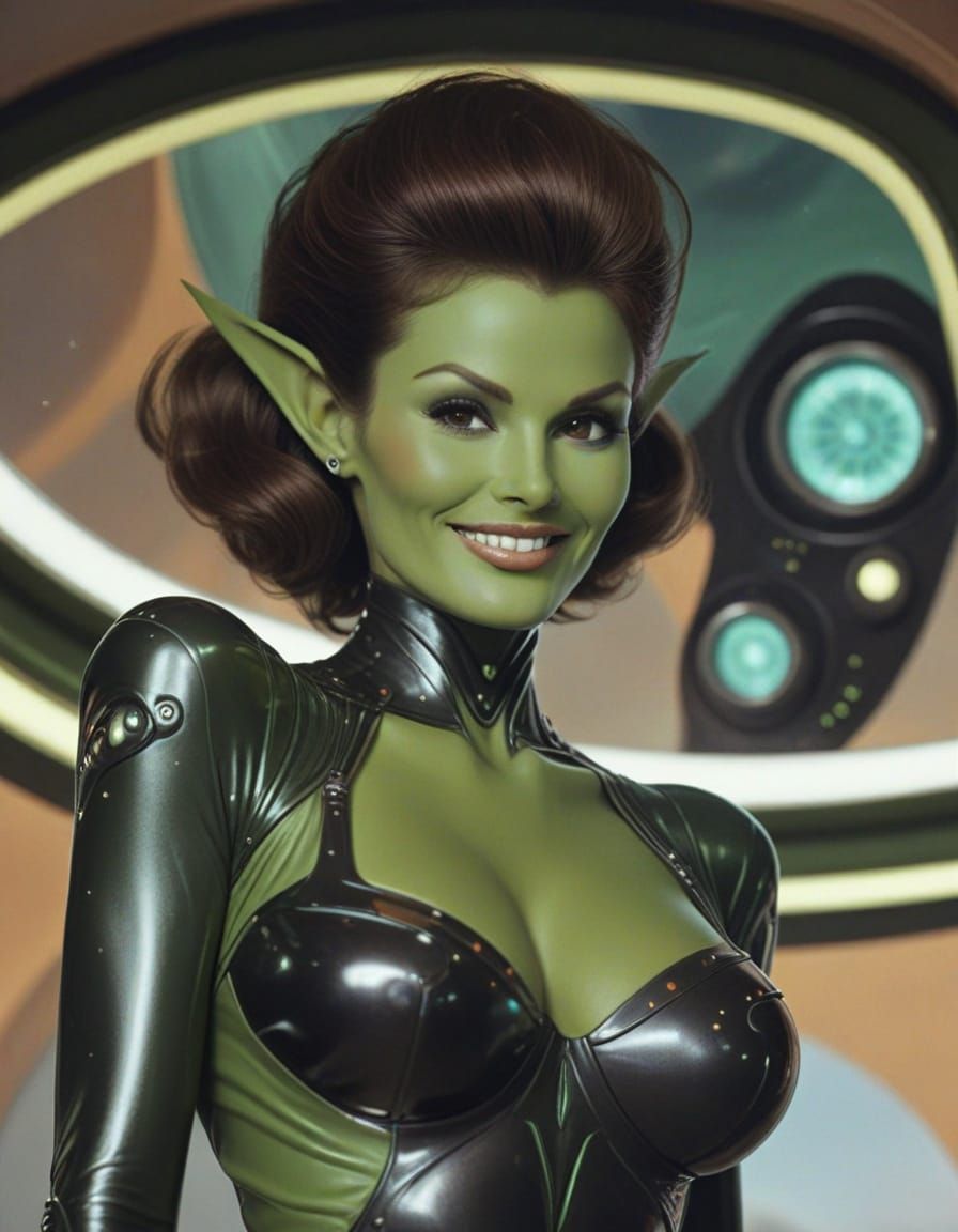 Retro Female Alien in 1950s Style
