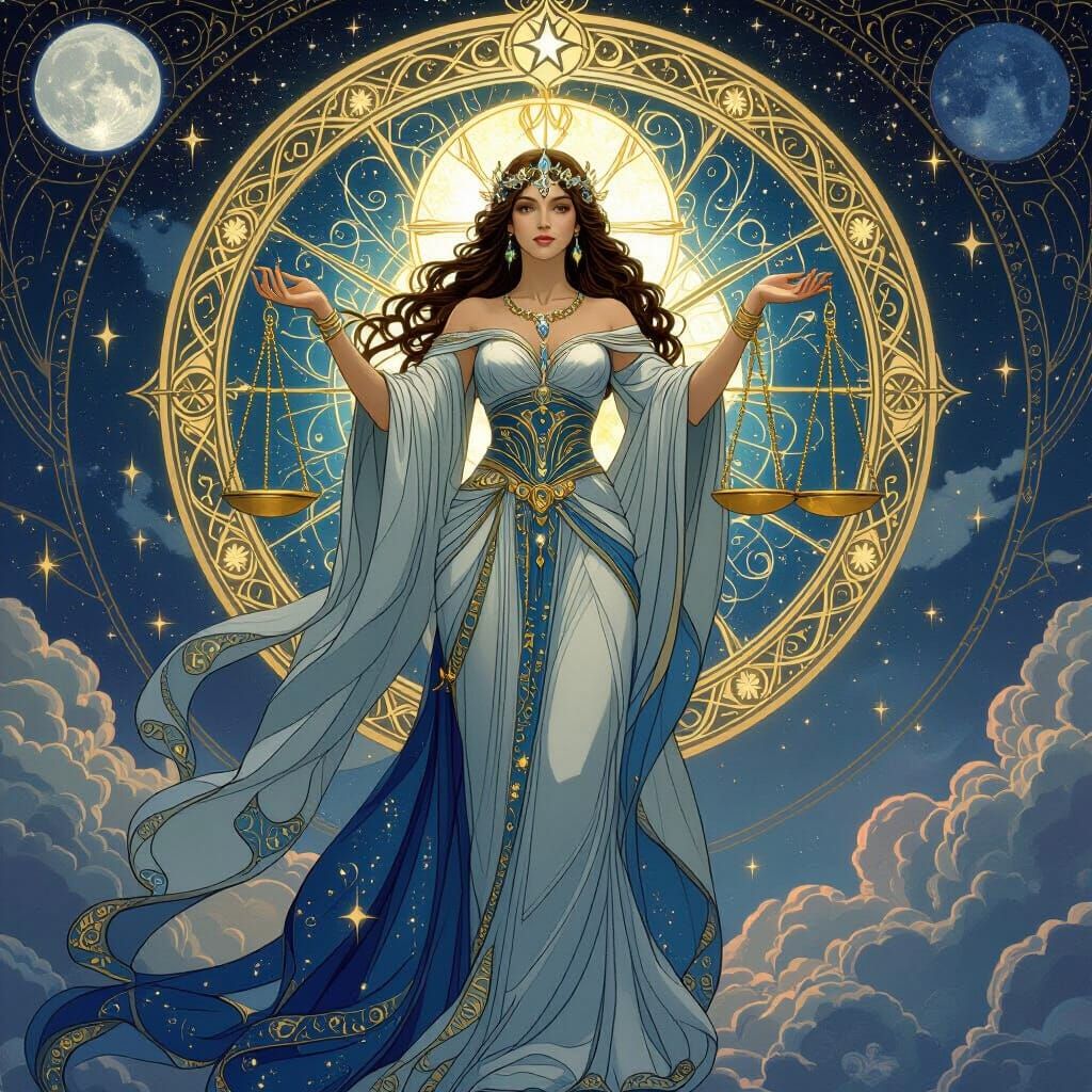 Libra Goddess of Balance in Cosmic Zodiac Style