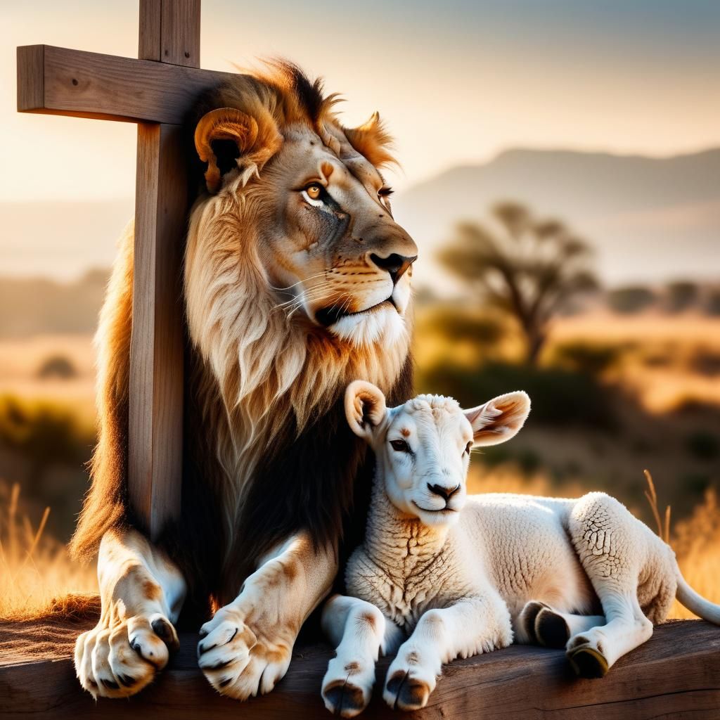 Lion and Lamb in Harmony: Wildlife Photography