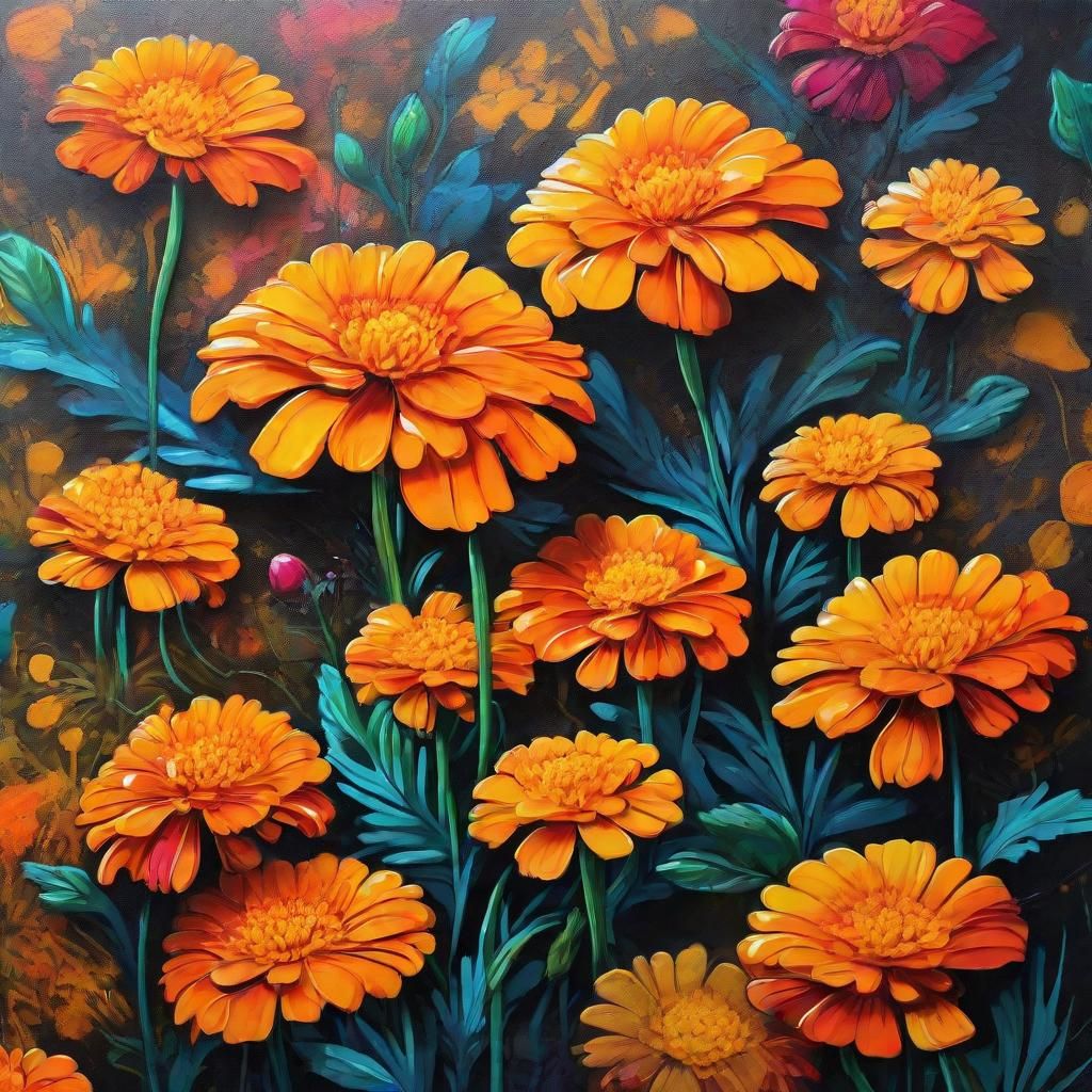 Marigolds in Art Deco Graffiti Style