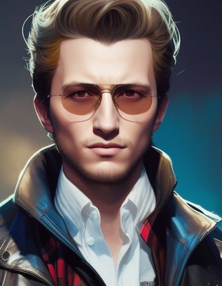 Detailed Portrait in Hipster Style with Graffiti Background