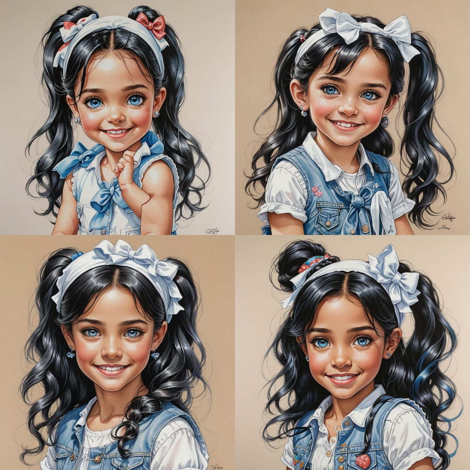 Smiling Girl Portrait in Colorful Cartoon Style