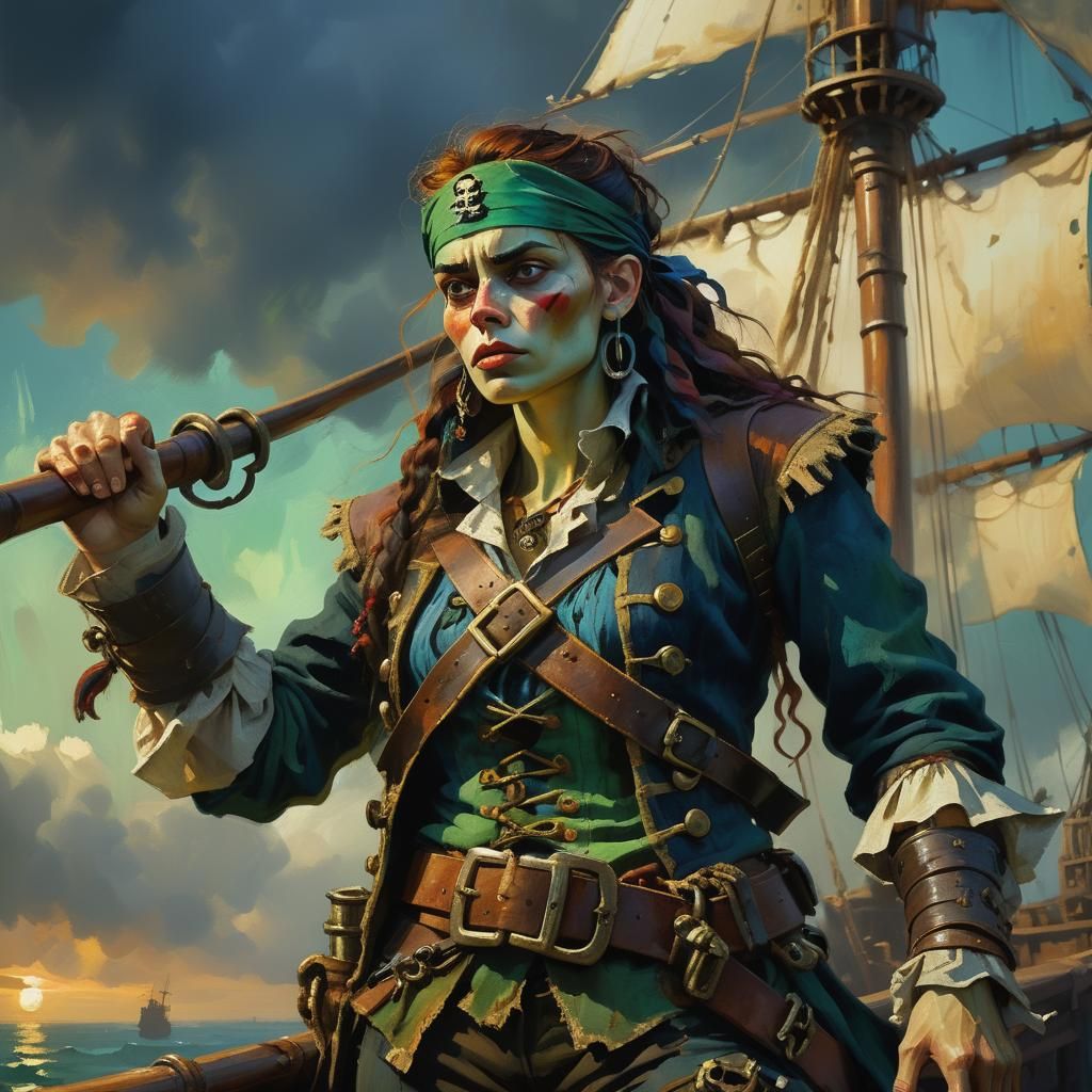 Pirate Woman in Expressionist Style