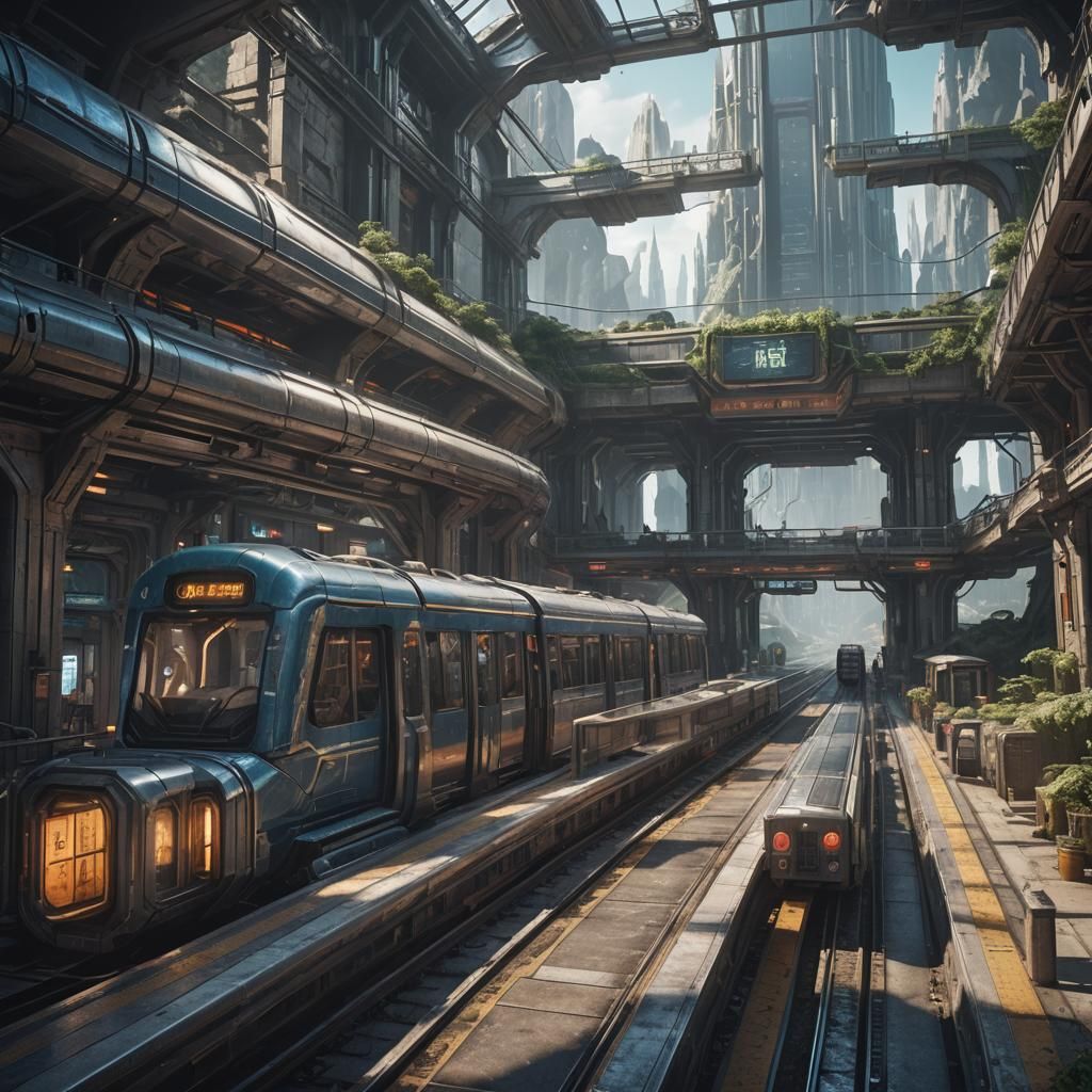 Fantasy Subway Station Concept Art in 8K
