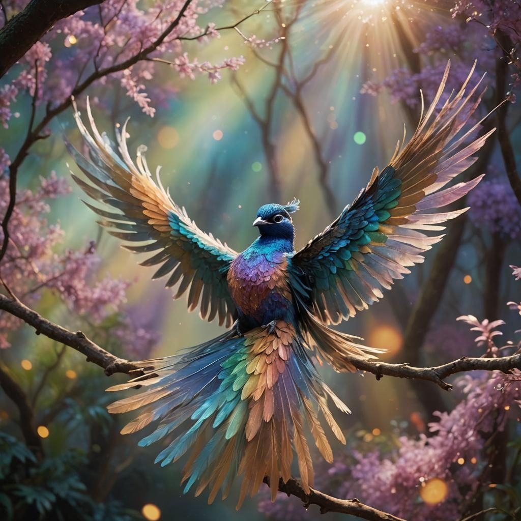 Majestic Bird in Spectral Aura, Fantasy Illustration