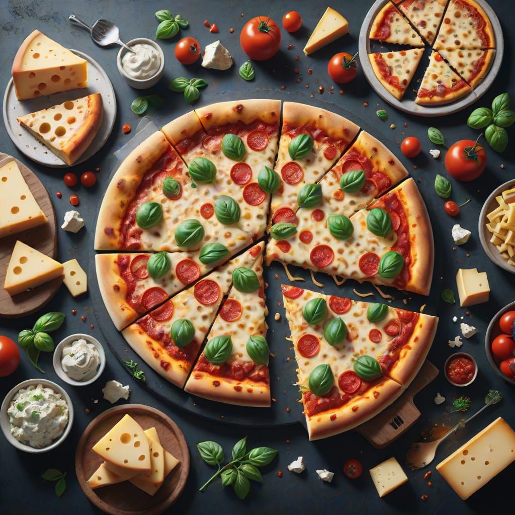 Fantastical Cheese Pizza Concept Art in Deep Color