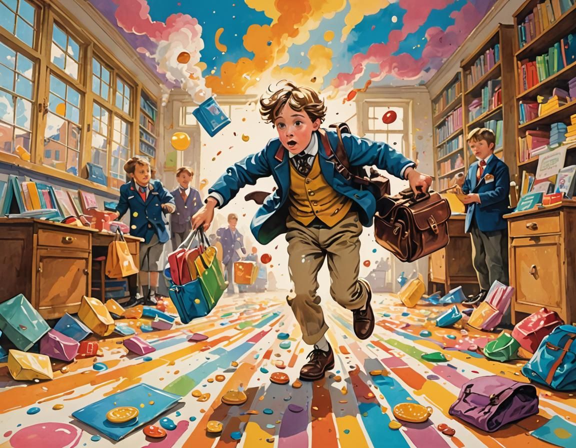 Frustrated Pupil in Gouache Candyland Wonderland