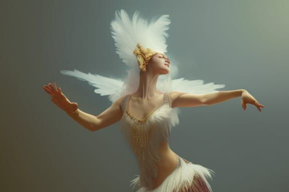 Woman Dancing in Swan Costume, Detailed Concept Art