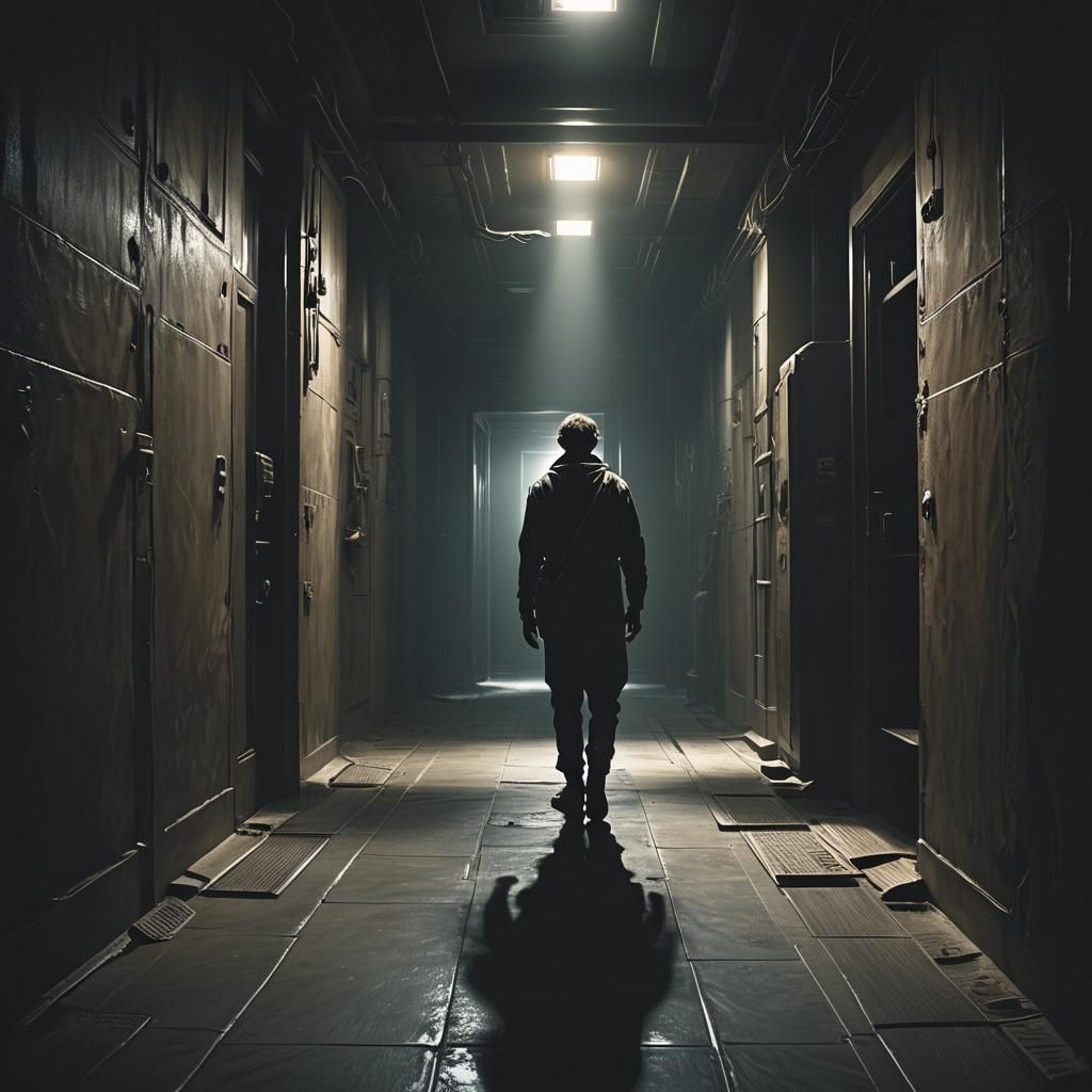 Sci-Fi Backrooms: Narrow Hallway Concept Art