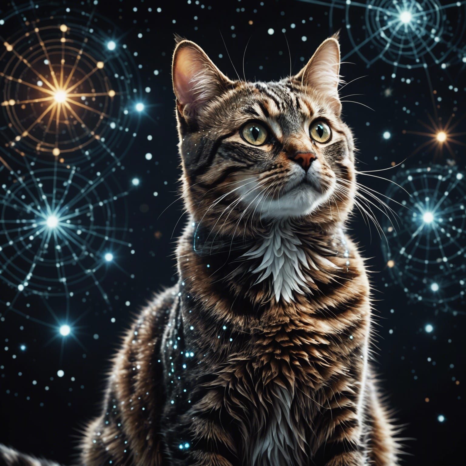 Cat Constellation Shimmers in Space as CGI Art