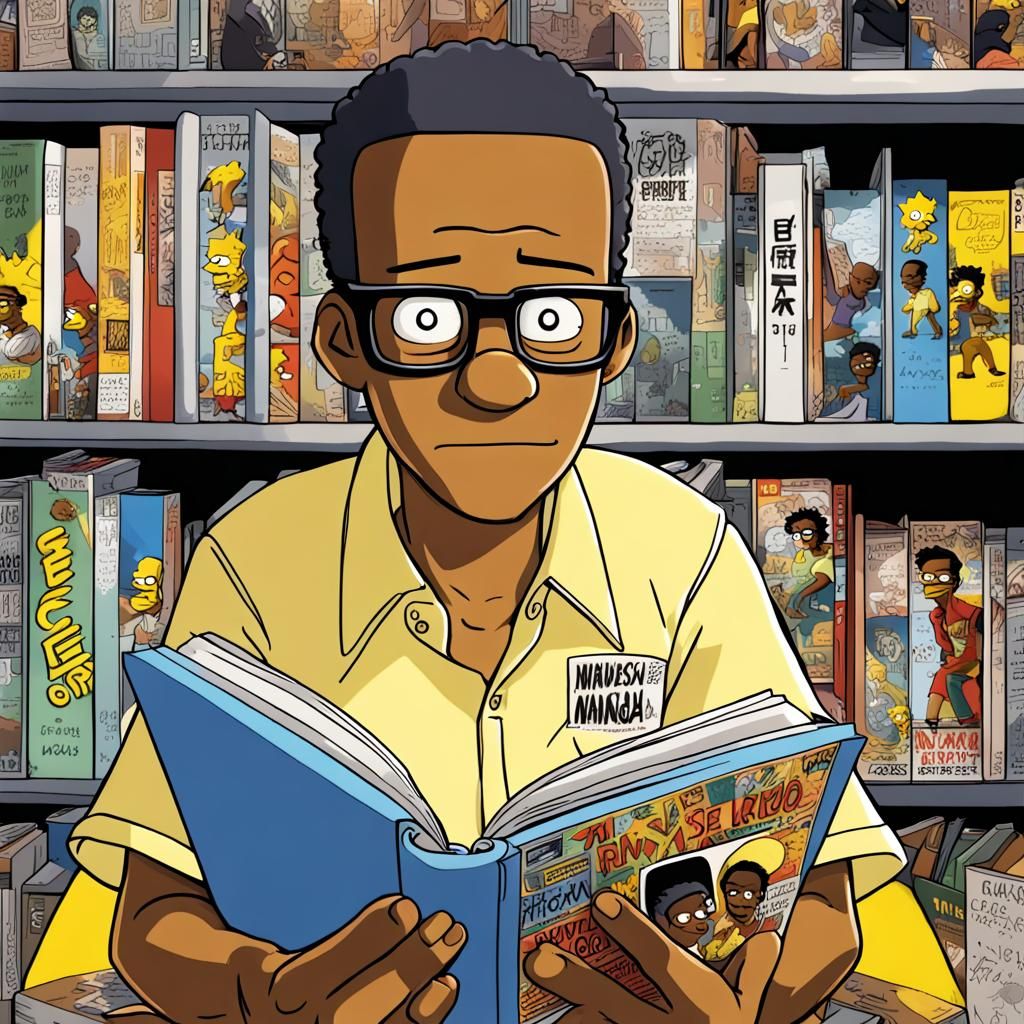 African American Manga Fan in Anime Style