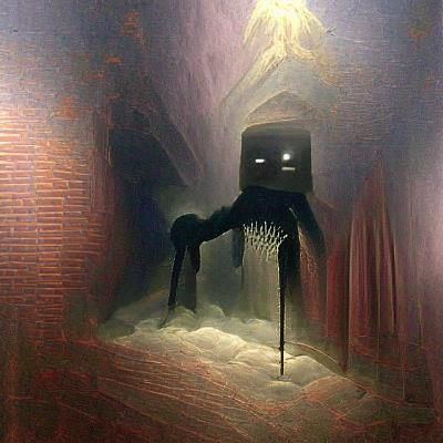 Terrifying Enderman in a Gothic Horror Style