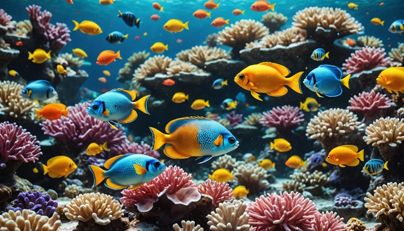 Underwater Paradise with Jumbo Fish: Photorealistic Image
