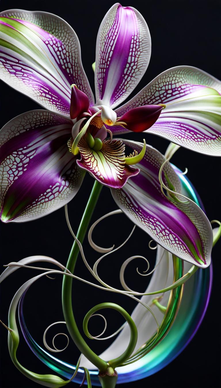 Kintsugi Spider Orchid with Iridescent Tendrils