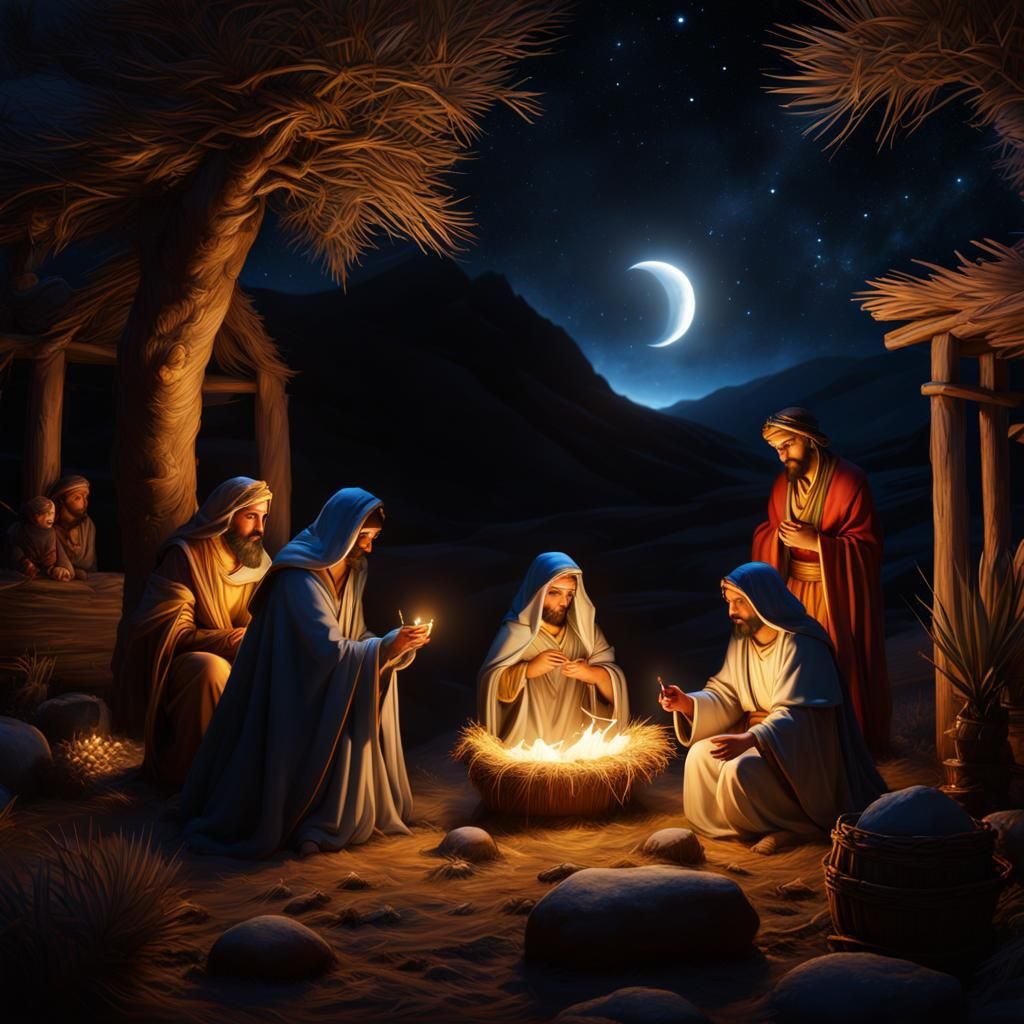 Nativity Scene: Baby Jesus, Mary, Joseph, Wise Men