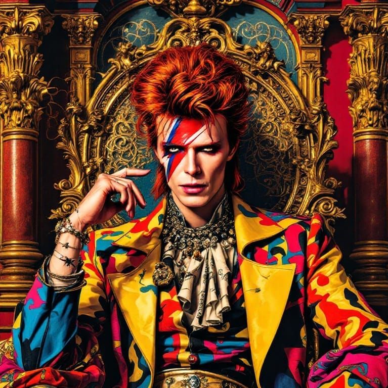 David Bowie Portrait in Art Deco Style