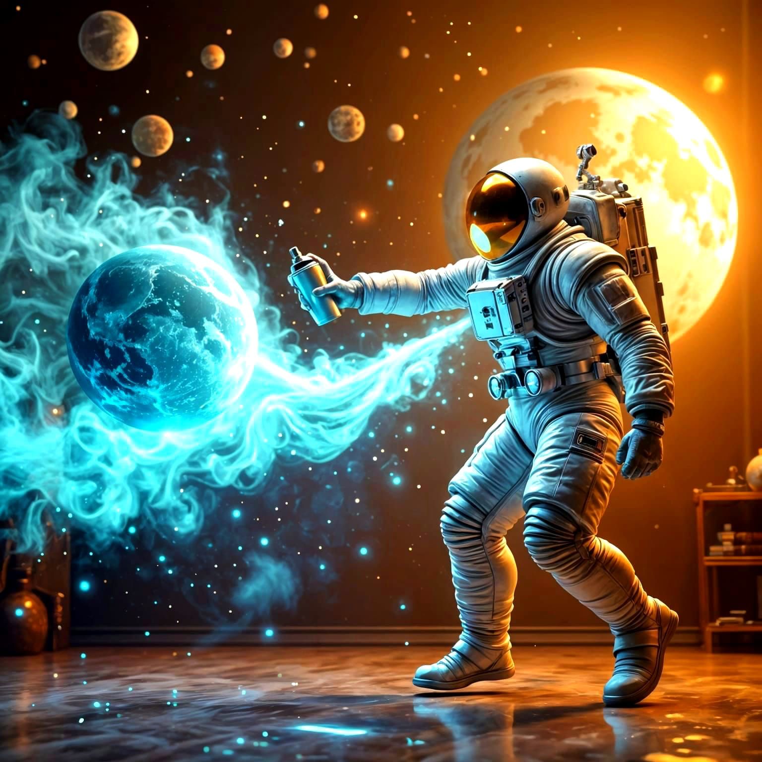 Astronaut Creates Cosmic Scene With Spray Paint