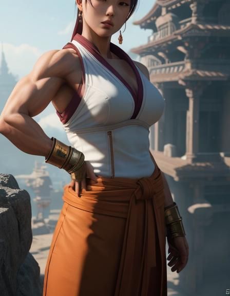 Female Fighter-Monk in Detailed 3D Anime Style