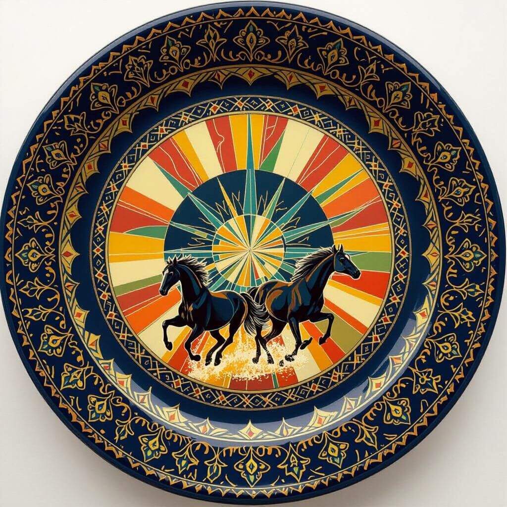 Horses Galloping on the Sea at Sunset