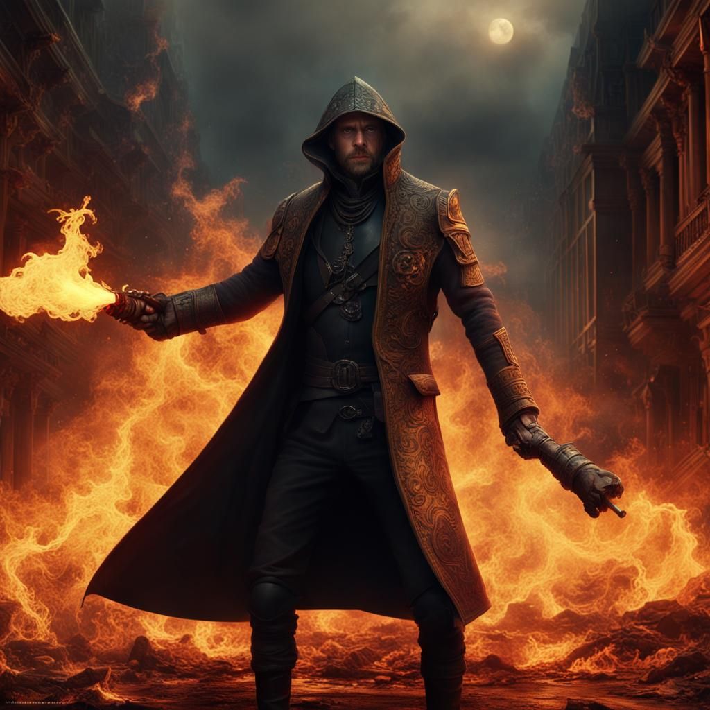 Dark Fantasy Character Throws Molotov Cocktail
