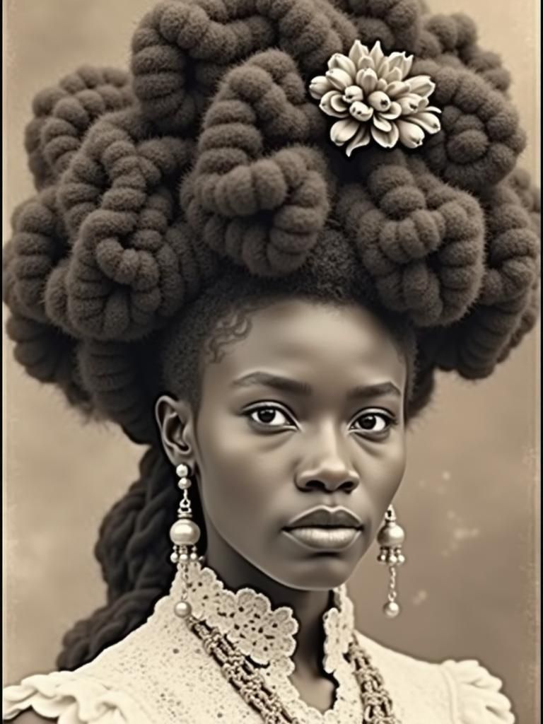 Victorian Black Woman Portrait in Vintage Style
