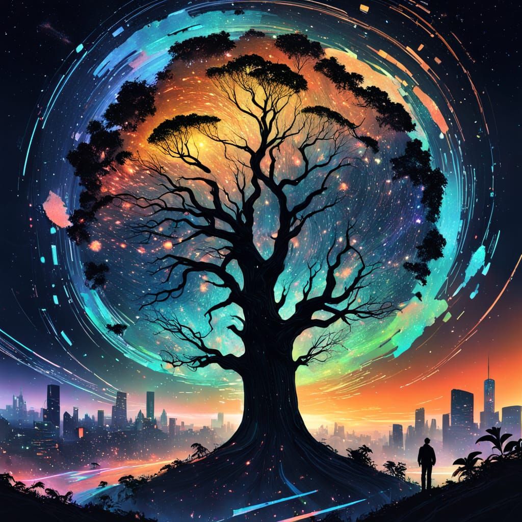 Ethereal Sunset in Cyberpunk Twilight