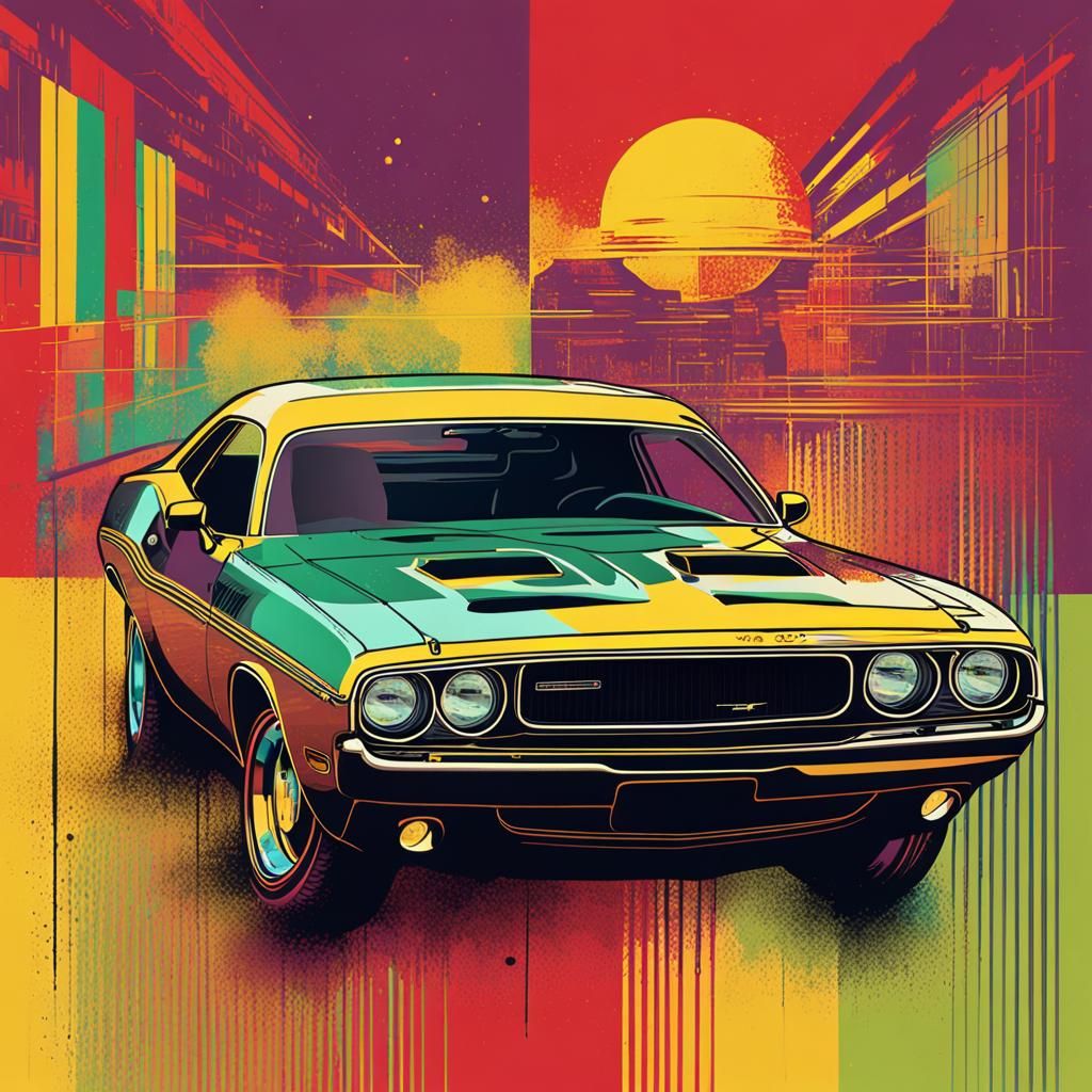 Dodge Challenger in Pop Art Style