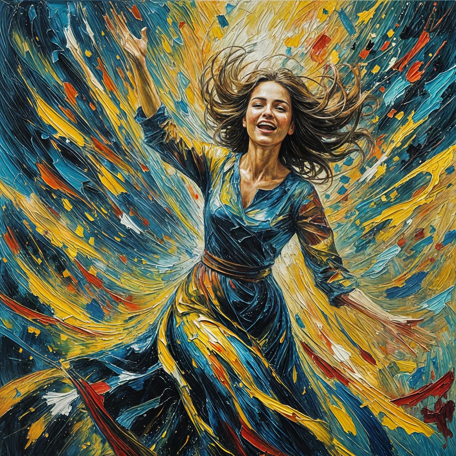 Gravity: Expressionist Oil Painting in Neo-Impressionism Sty...