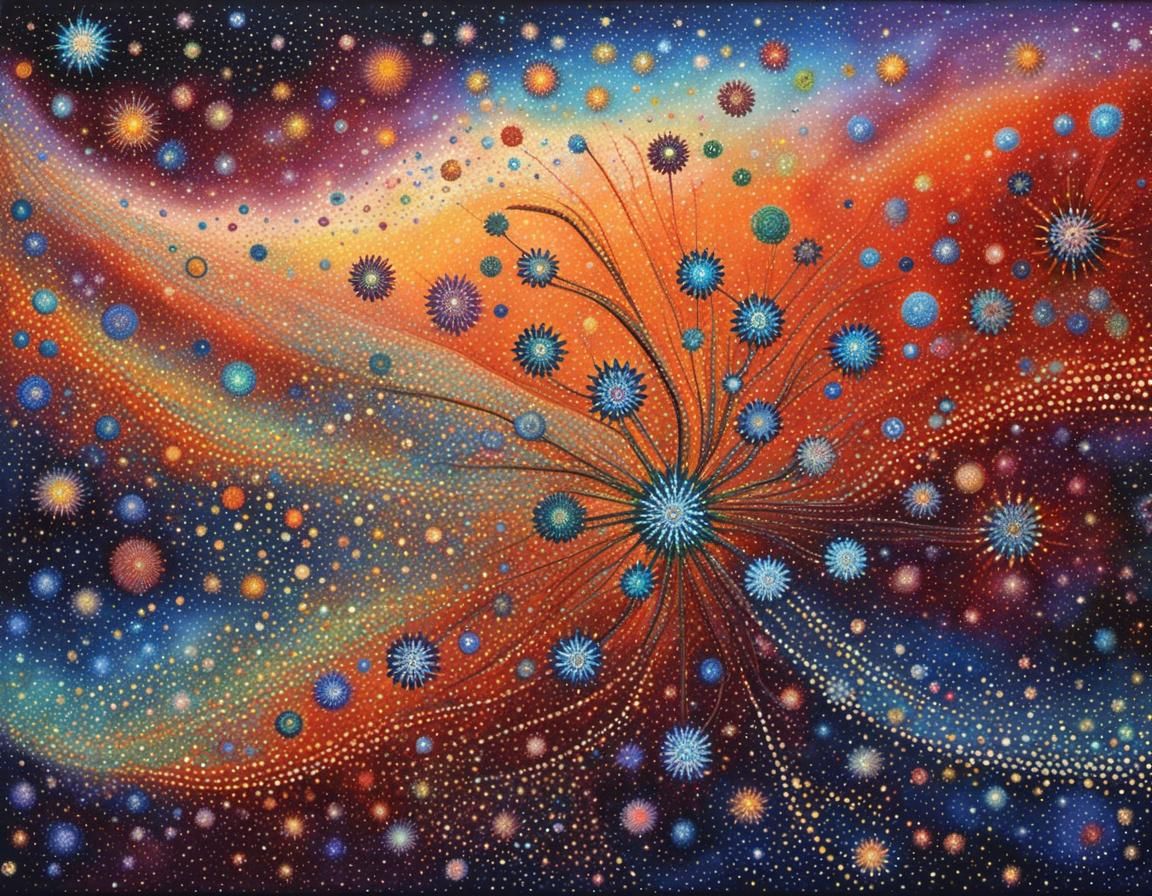 Dreamtime Star Songline in Indigenous Dot Painting Style