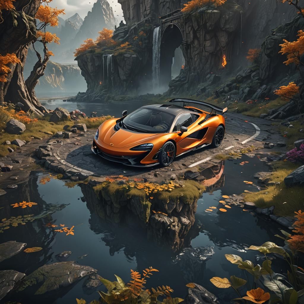 Detailed Matte Painting of a McLaren Car