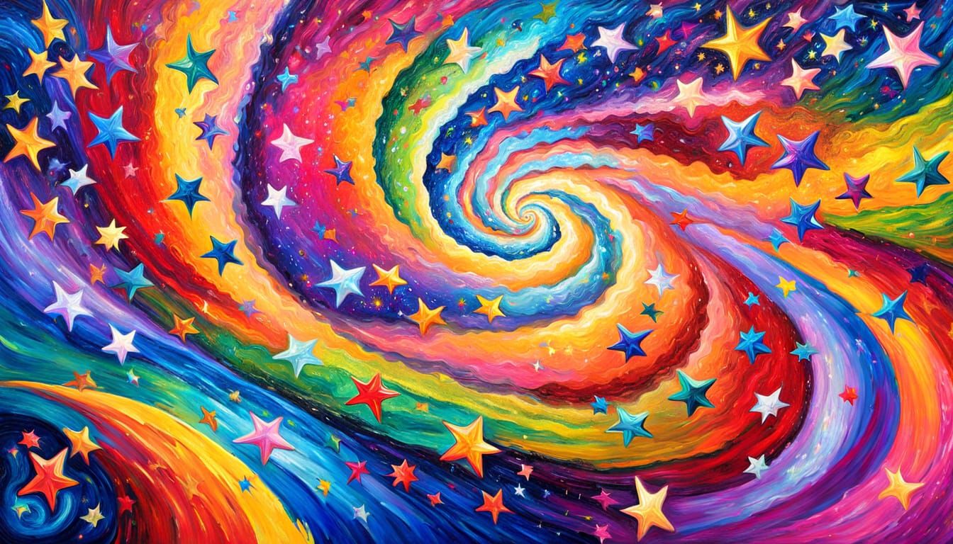 Cosmic Whirlpool in Neo-Impressionist Style