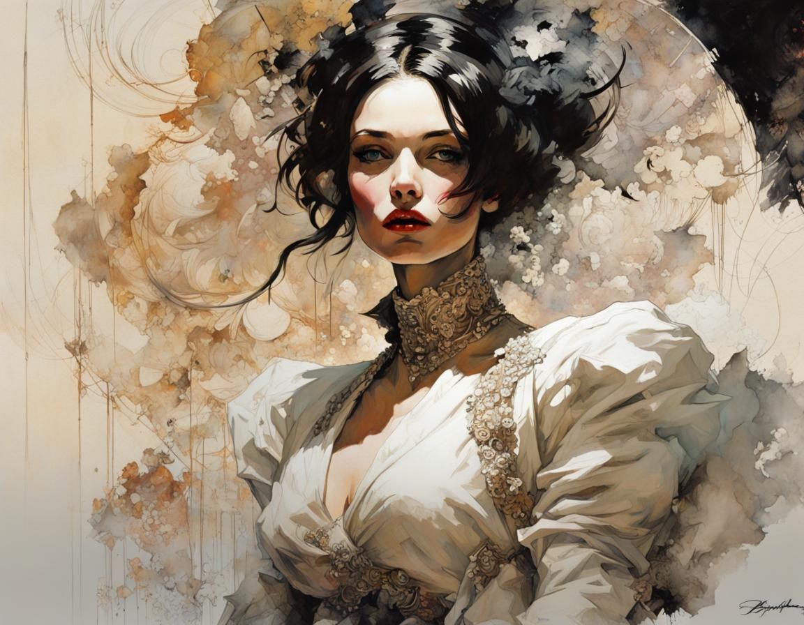 Elegant Woman in Contemporary Impressionism Style