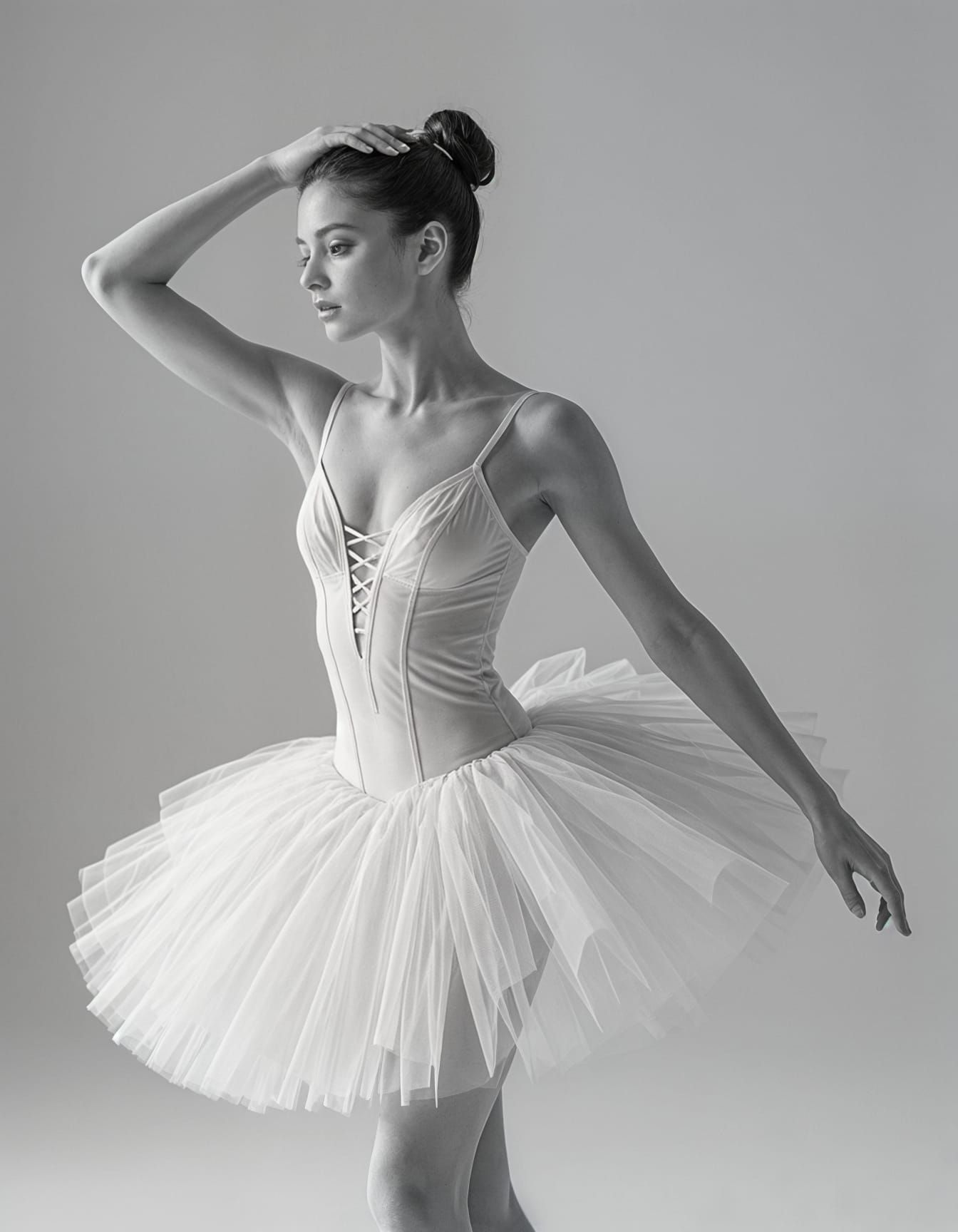 Elegant Ballet Dancer in Second Arabesque Pose