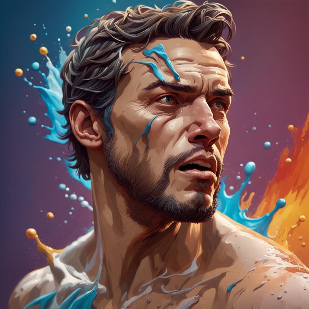 Prehistoric Throwing Scene in Hyperrealistic Splash Art