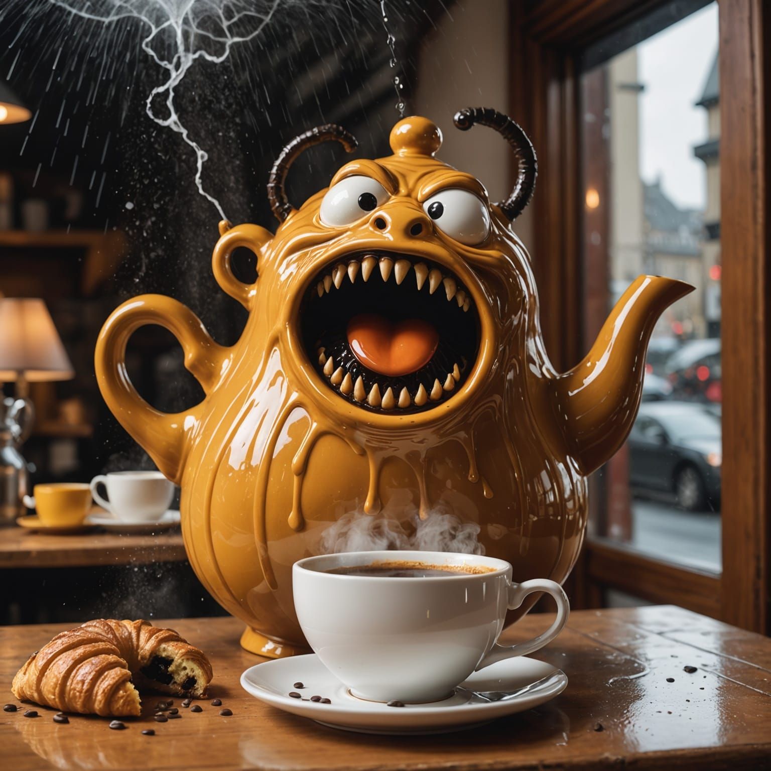 Terrified Teapot's Coffee Horror in a Coffee Shop