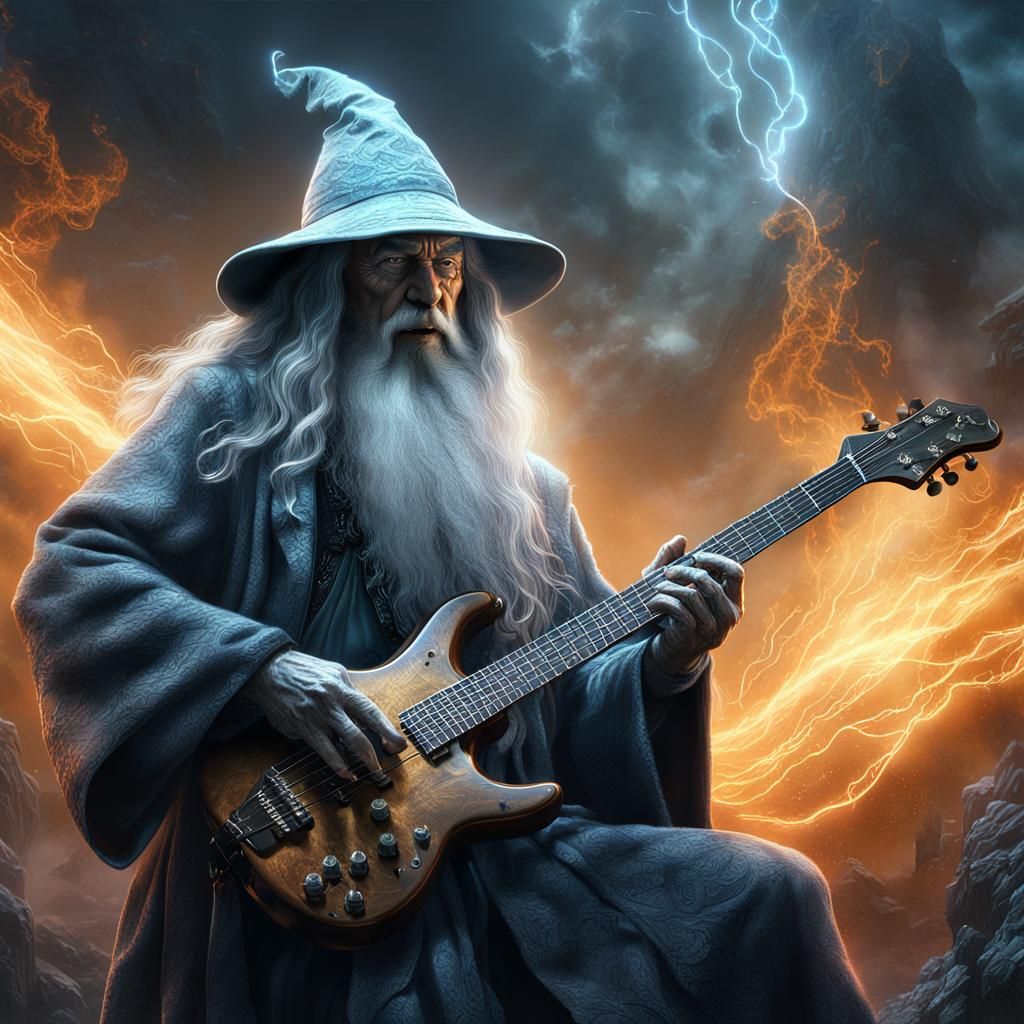 Gandalf Rocks Out: Electric Guitar Wizard